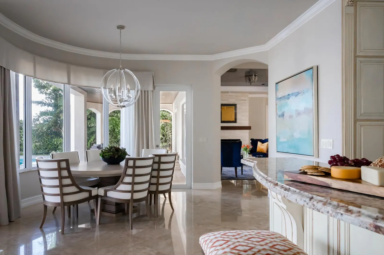 A Real Dream On The Intracoastal, Breakfast room by Kathryn Interiors