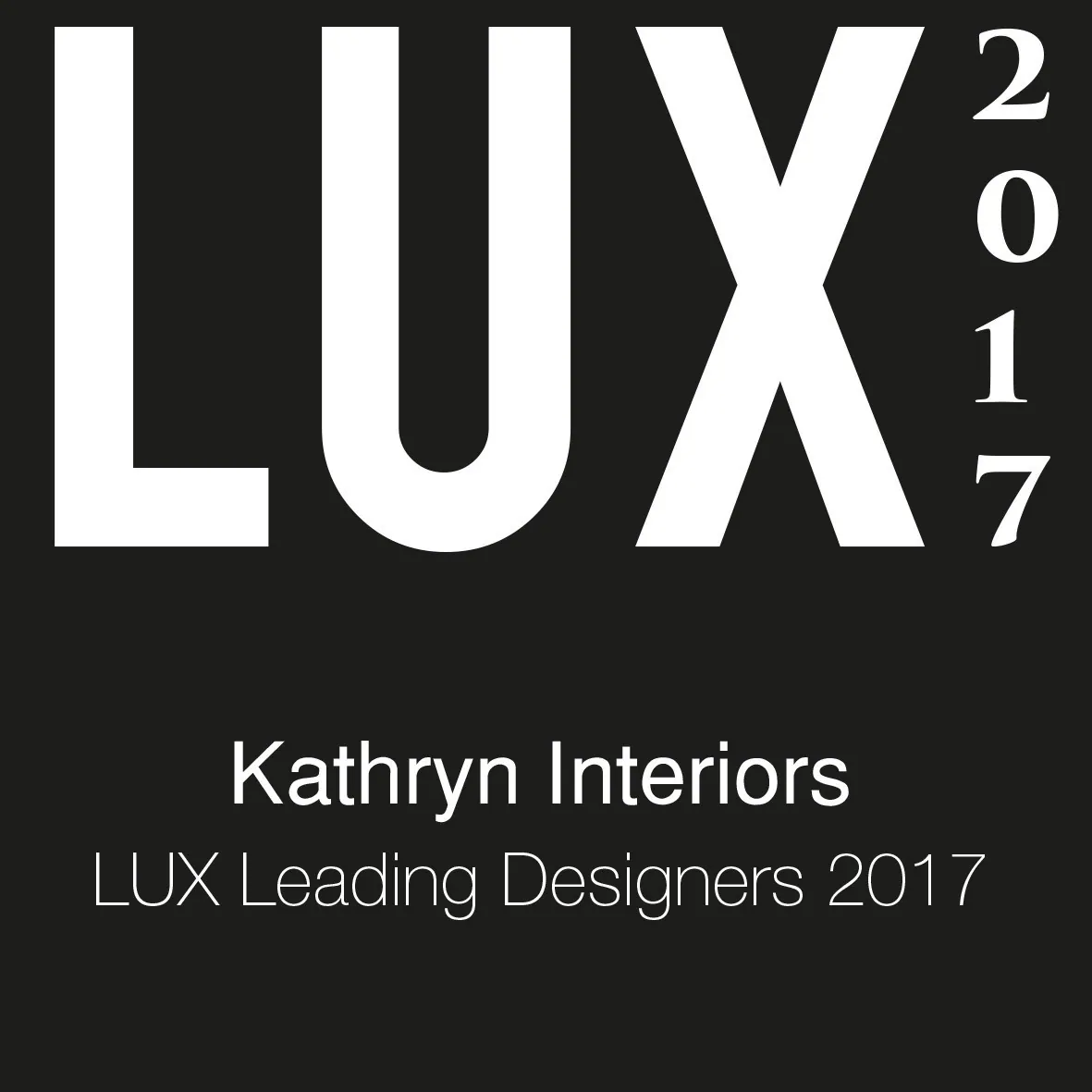 LUX 2017 Leading Designers badge, Kathryn Interiors