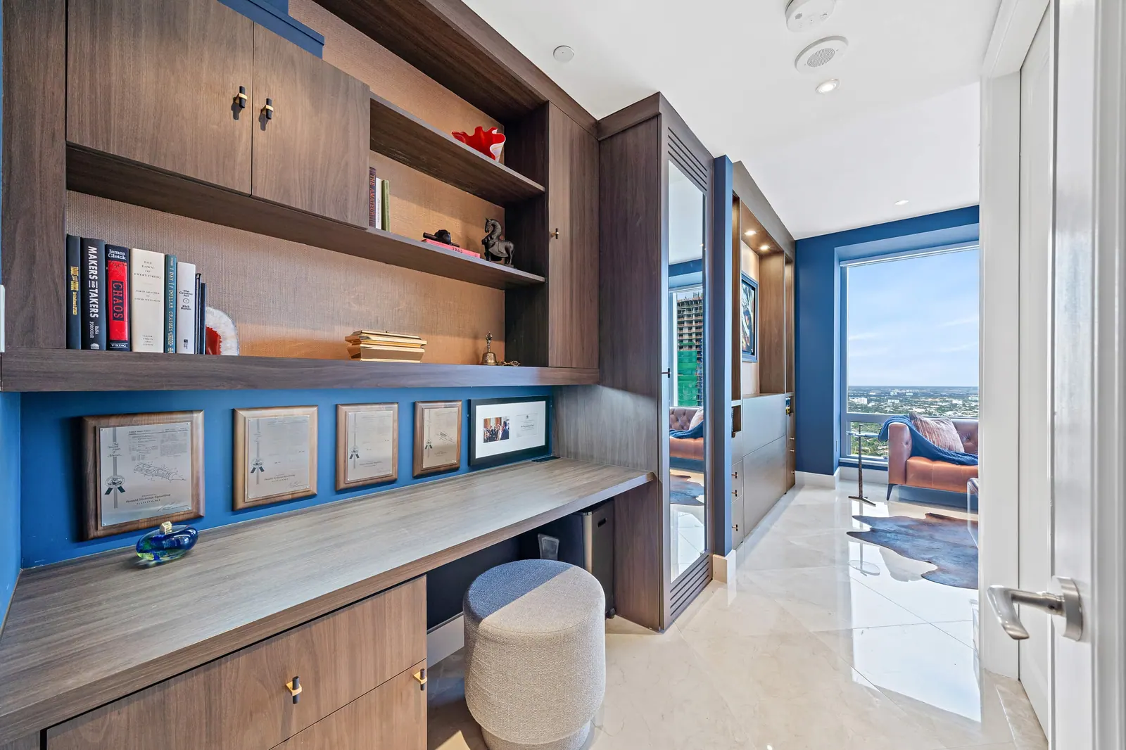 Sky-High Brickell Condo, Home office by Kathryn Interiors
