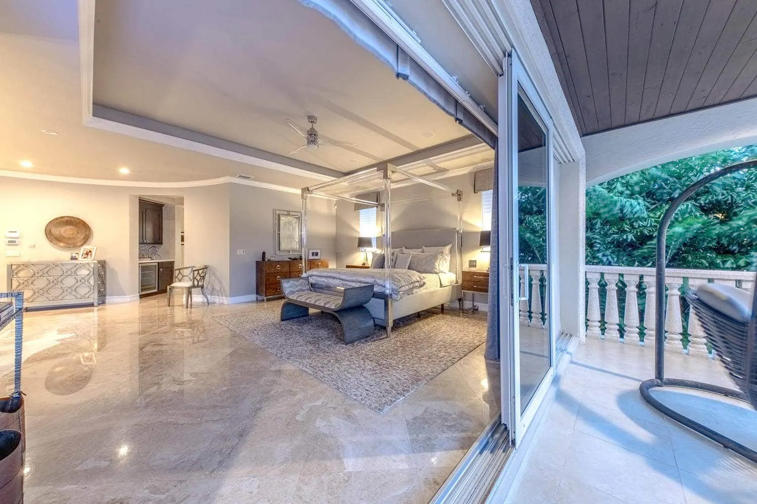 A Real Dream On The Intracoastal, Bedroom terrace by Kathryn Interiors