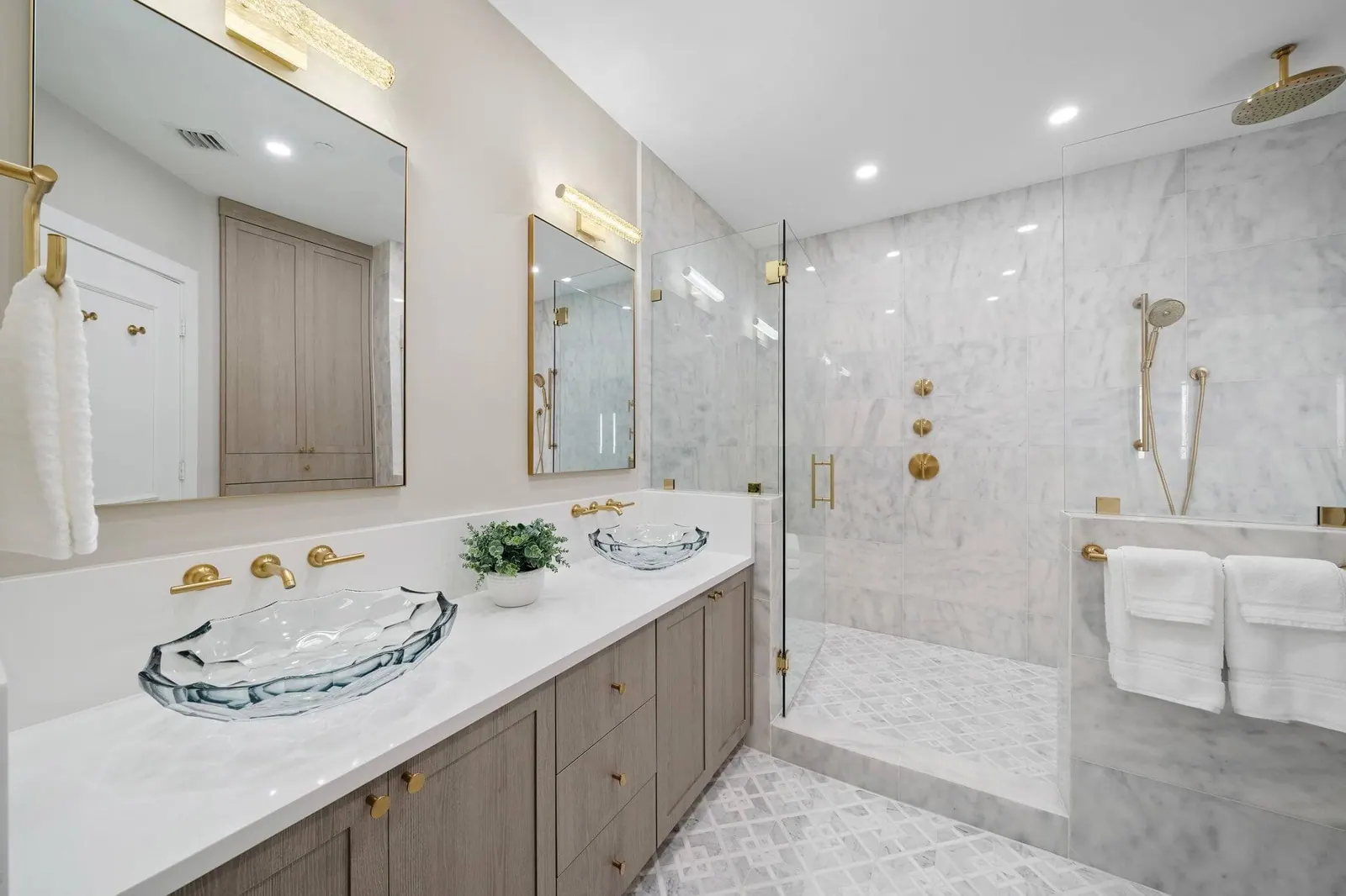 Luxury Waterfront Condo, Primary bath, vanity by Kathryn Interiors