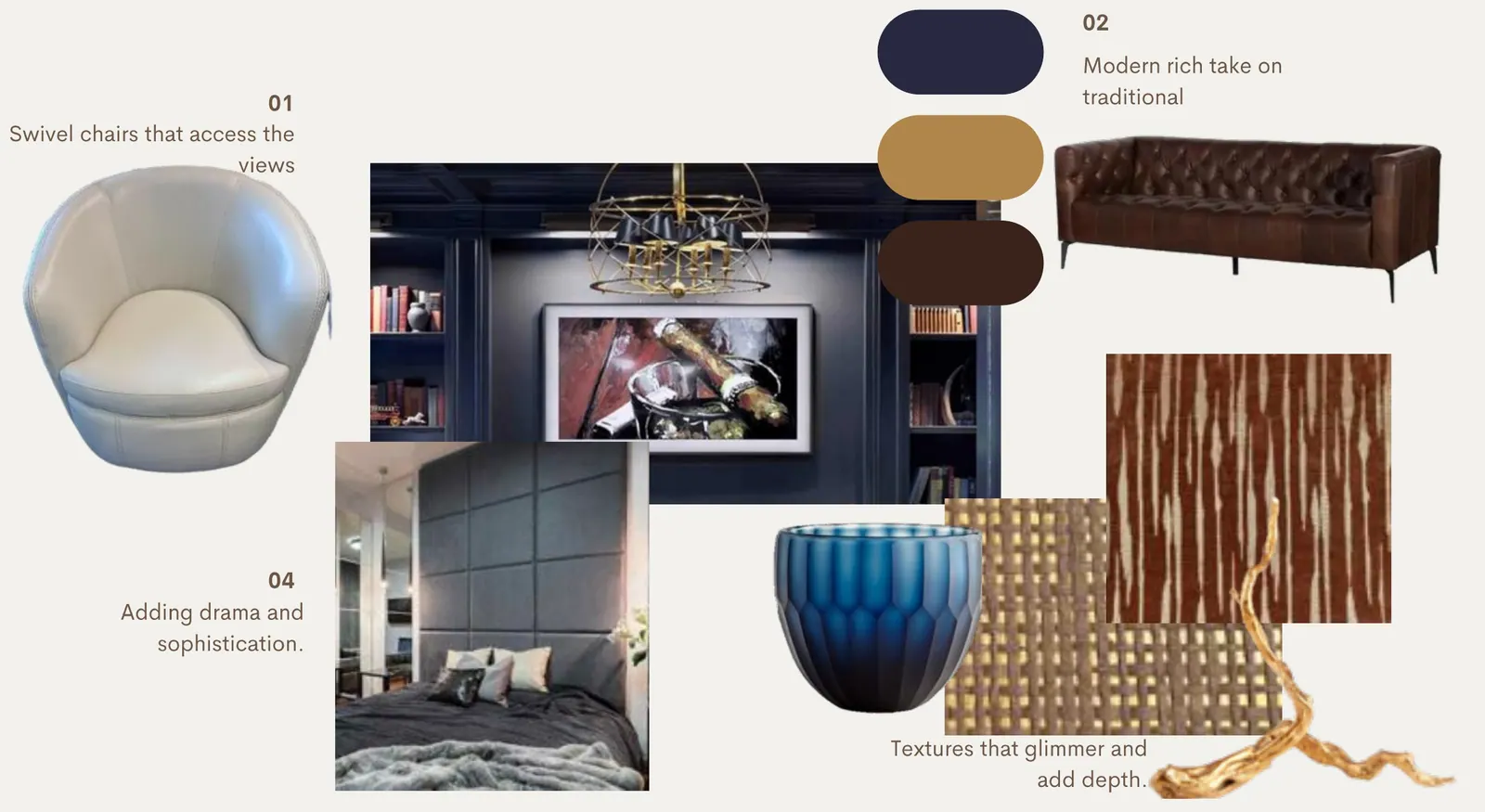 Mood board for Sky-High Brickell Condo by Kathryn Interiors