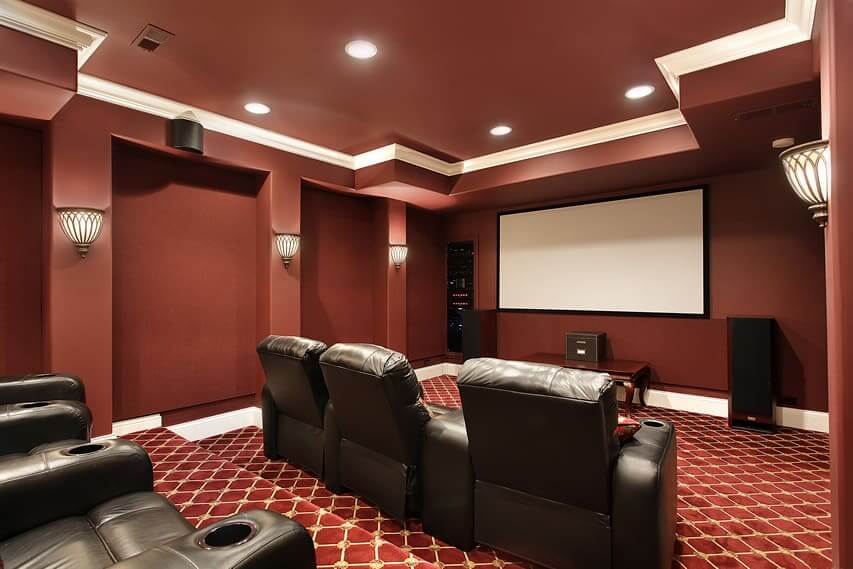 Example of a red media room at home