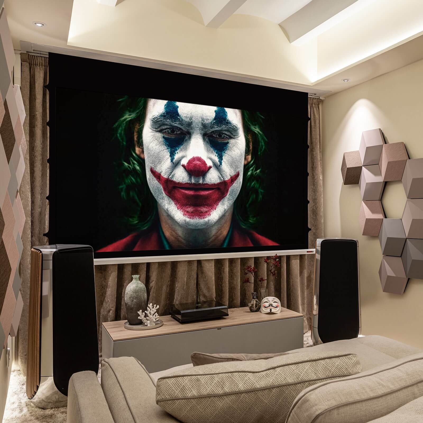 media room playing the latest Joker movie
