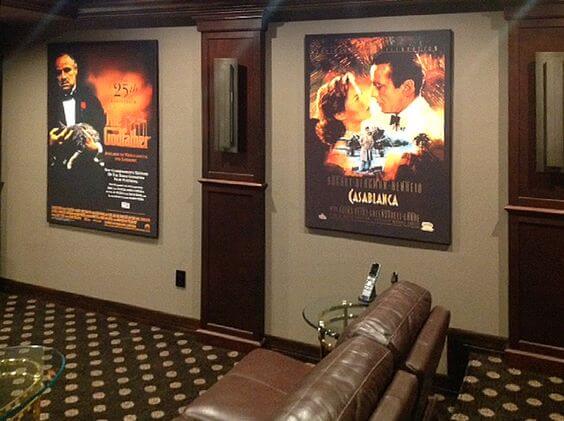 Media room showcasing artworks of famous movies