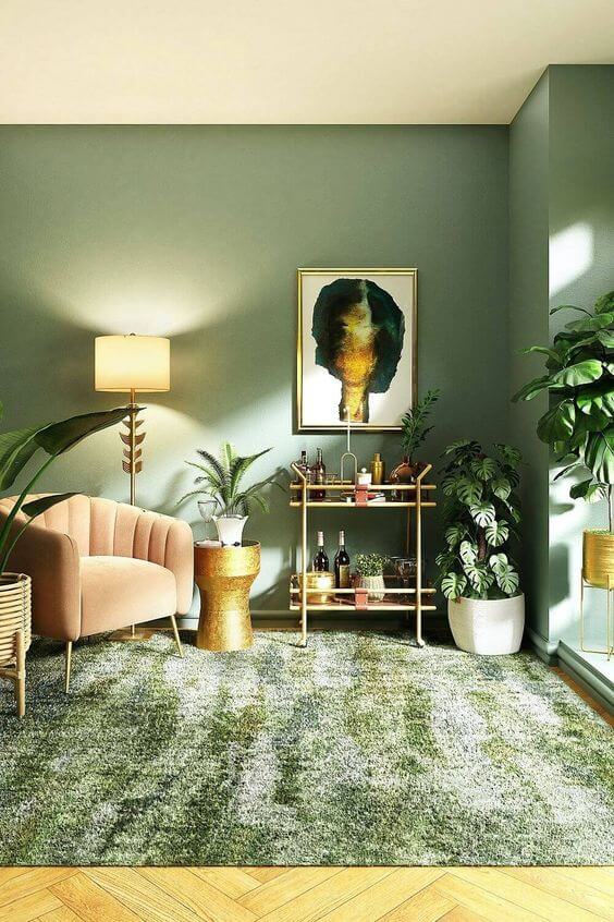 Green living room that is a decoration trend for 2022