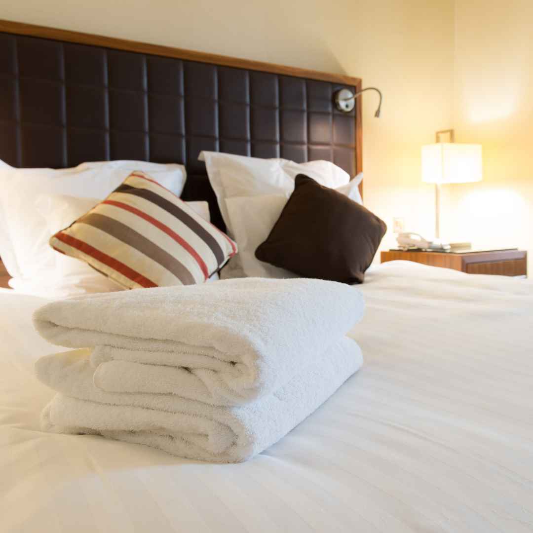 Hotel-like bedding in guest bedroom