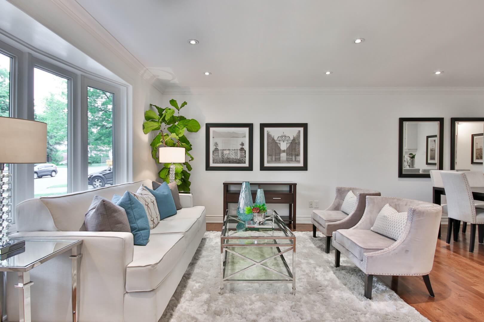 Contemporary elegant white living room
