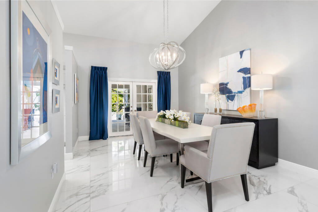 Dining room area in a spacious living/dining room in Coral Gables